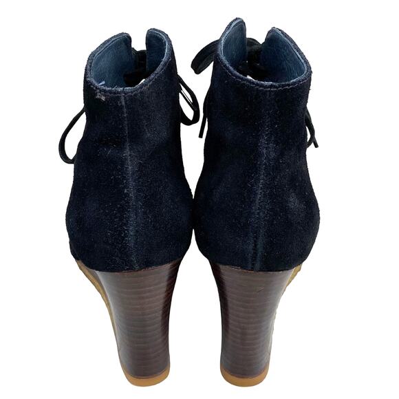 UGG Women’s Elyse Black Suede Open Toe Wedge Ankle Booties Size US 8 - Picture 6 of 9